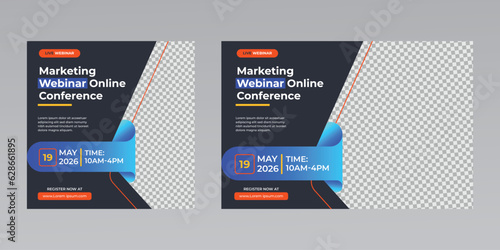 digital marketing corporate social media business conference live webinar invitation and instagram post template. 