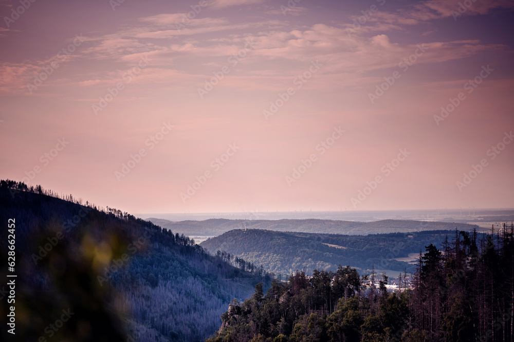 Lands?ape with sky and mountains, Harz in Germany