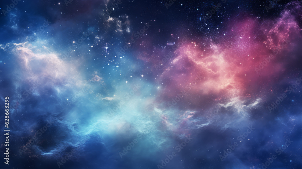 Colorful outer space background with stars and galactic clouds