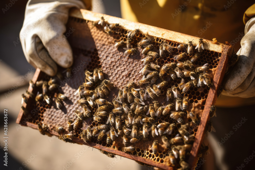 Beekeeper working collect honey. Beekeeping concept. Beekeeper working collect honey. Beekeeping concept.