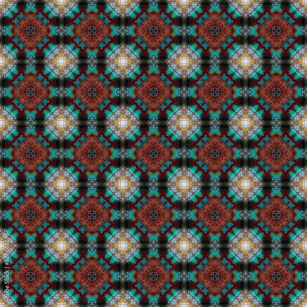 Seamless abstract square pattern. Modern texture - digital art. Fabric abstract kaleidoscope Seamless abstract square pattern. Modern texture - digital art. Fabric abstract kaleidoscope