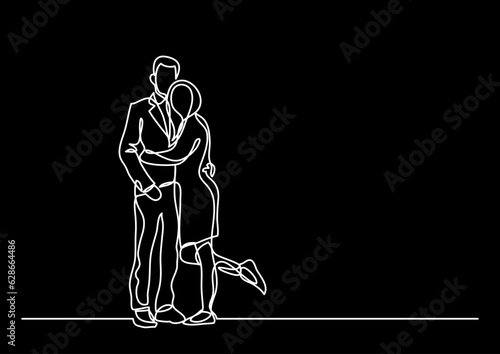 continuous line drawing vector illustration with FULLY EDITABLE STROKE of couple as love relationships concept © OneLineStock