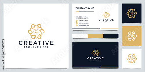 Luxury flower and real estate logo design and business card template