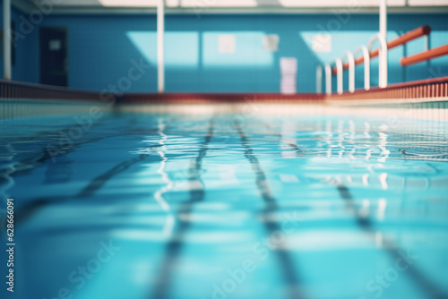 Blurred photograph of a public swimming pool  no people