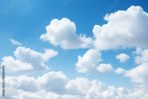 Background of fluffy clouds with blue sky
