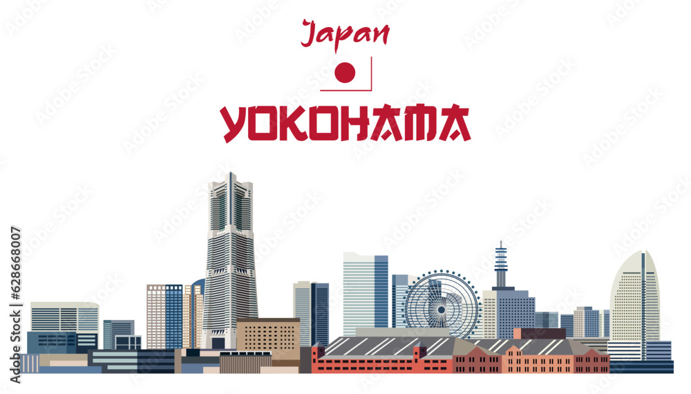 Fototapeta premium Yokohama cityscape vector detailed illustration