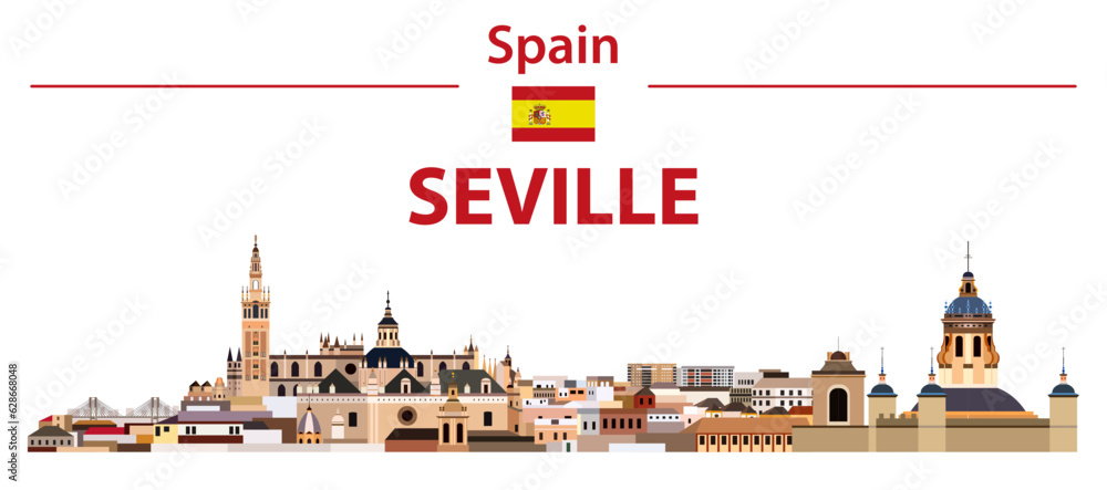 Fototapeta premium Seville cityscape vector detailed illustration
