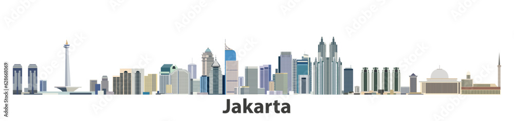 Jakarta cityscape vector detailed illustration