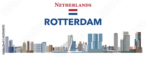Rotterdam cityscape vector detailed illustration