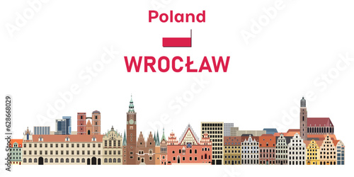 Wroclaw cityscape vector detailed illustration