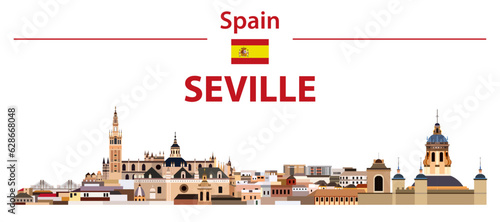 Seville cityscape vector detailed illustration