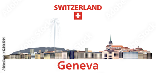 Geneva cityscape vector detailed illustration