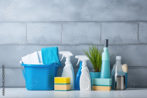 To tidy up the area with blue wallpaper, you can utilize a cleaning person or janitor who will use a cleaning cloth and a spray cleaner. This applies to any domestic or professional setting where
