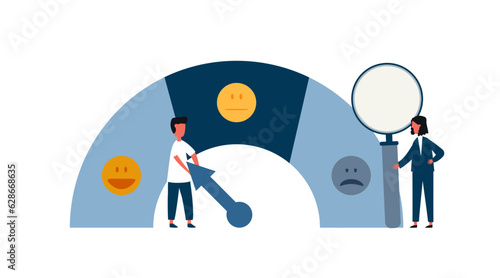 business people survey concept. business characters Giving Feedback and Making Decisions and Research. business Mark on Checklist. 