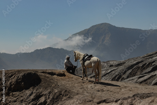  A horse rider at Mount Bromo