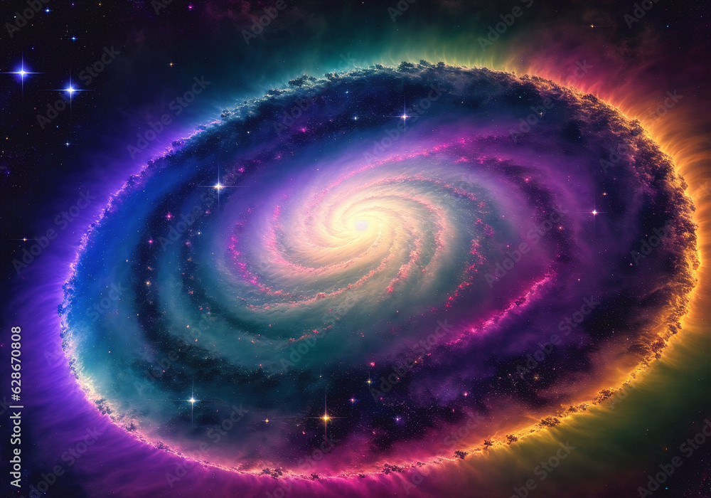 Colorful space filled with stars and clouds, Galaxy in a free space. Star field in space a nebulae and a gas congestion. Generative AI