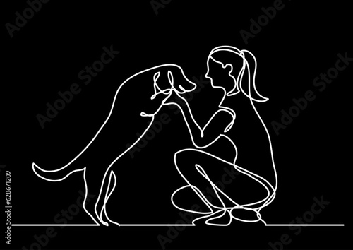continuous line drawing vector illustration with FULLY EDITABLE STROKE of regular authentic person in life situation as lifestyle concept