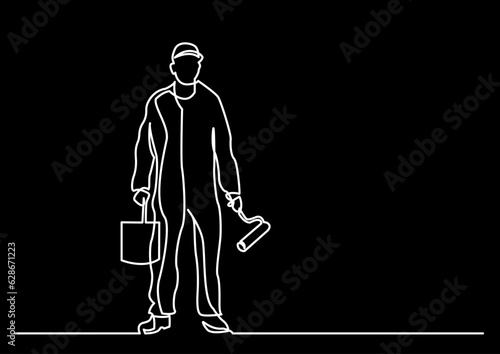 continuous line drawing vector illustration with FULLY EDITABLE STROKE of regular authentic person in life situation as lifestyle concept