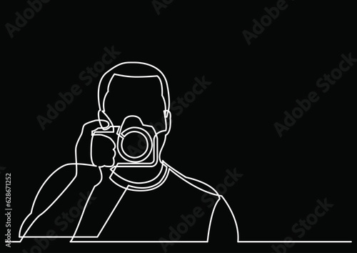 continuous line drawing vector illustration with FULLY EDITABLE STROKE of regular authentic person in life situation as lifestyle concept © OneLineStock