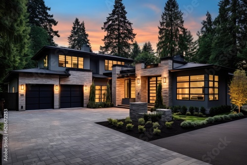 This splendid newly built residence in Bellevue, WA exudes an elegant and modern aesthetic. The property includes a two car garage and a meticulously maintained front yard, perfectly embodying the