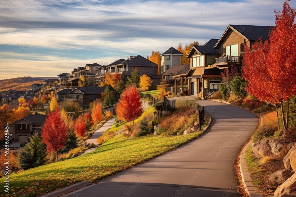 Φωτογραφία Valley Ridge, a neighborhood located in the NW region of Calgary, showcases a beautiful sight with its suburban homes perched on a hill