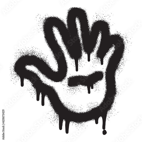 Hand stop icon graffiti with black spray paint
