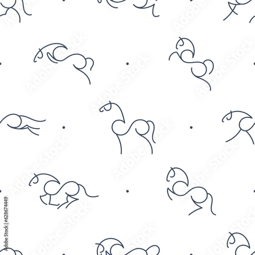 Seamless pattern, horses parodying the number eight