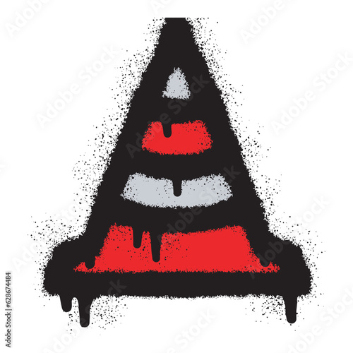 Traffic cone icon graffiti with spray paint art