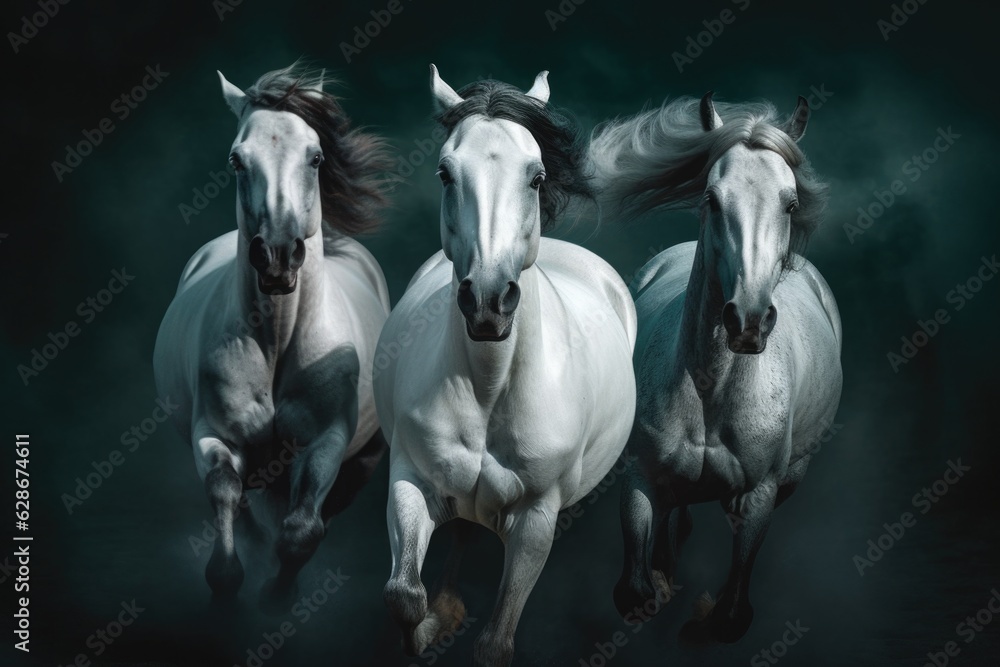 Three wild horses. Three wild horses.