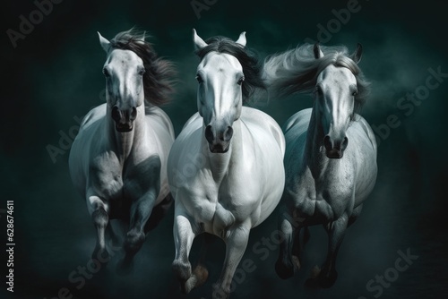 Three wild horses.