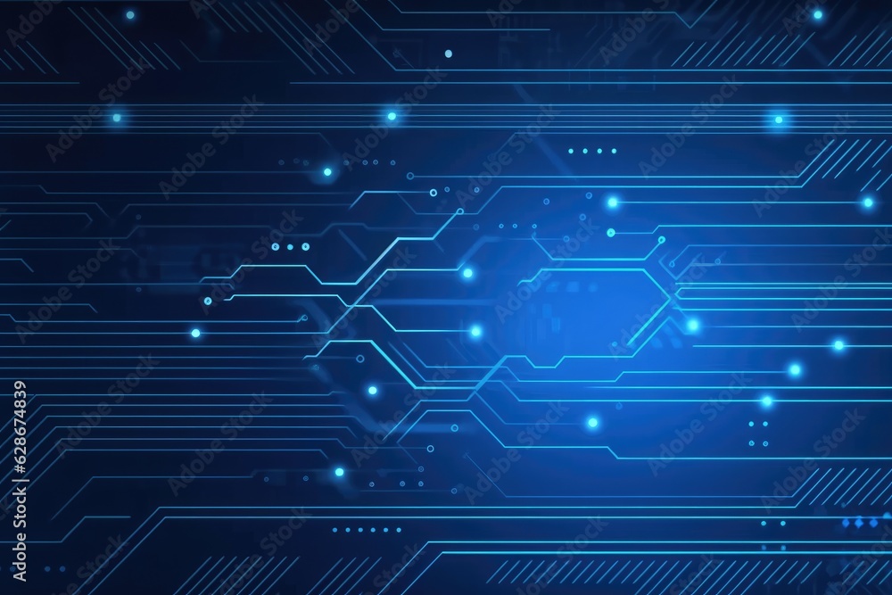 Blue tech circuit board lines background. Generative ai Blue tech circuit board lines background. Generative ai
