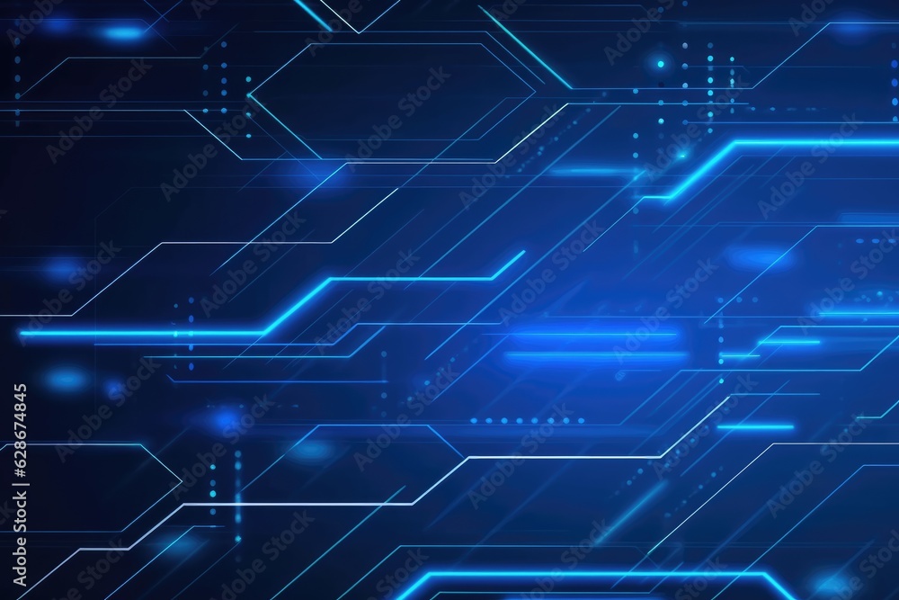 Blue tech circuit board lines background. Generative ai Blue tech circuit board lines background. Generative ai