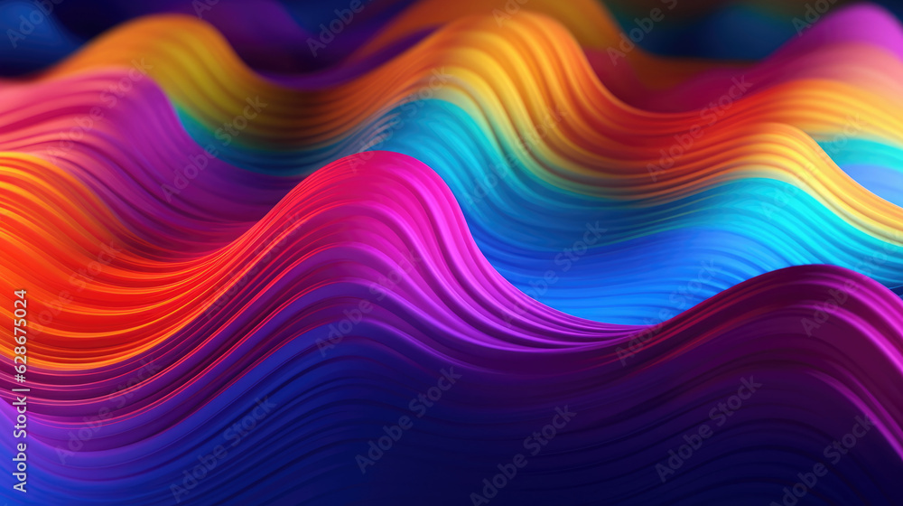 Fototapeta premium Abstract background neon wave rainbow gradient, Generative AI
