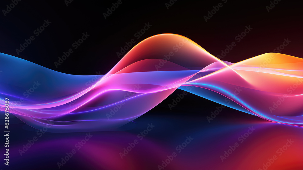 Naklejka premium Abstract background neon wave rainbow gradient, Generative AI