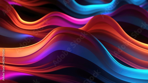 Abstract background neon wave rainbow gradient, Generative AI