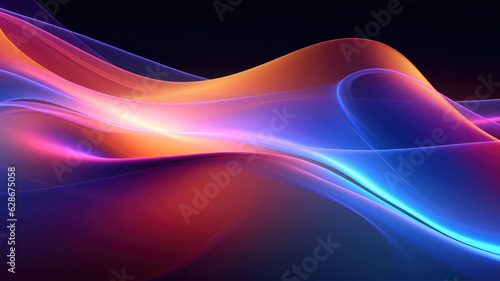 Abstract background neon wave rainbow gradient, Generative AI