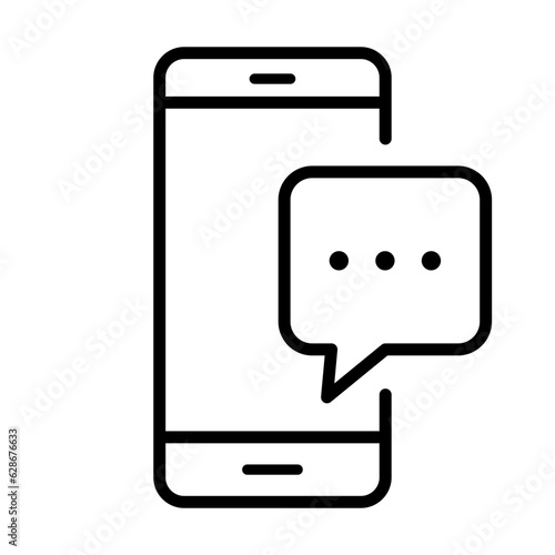 Black single texting message icon, simple digital phone message flat design pictogram, infographic vector for app logo web website button ui ux interface elements isolated on white background