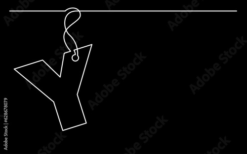 continuous line drawing vector illustration with FULLY EDITABLE STROKE of label price tag symbol concept on black background