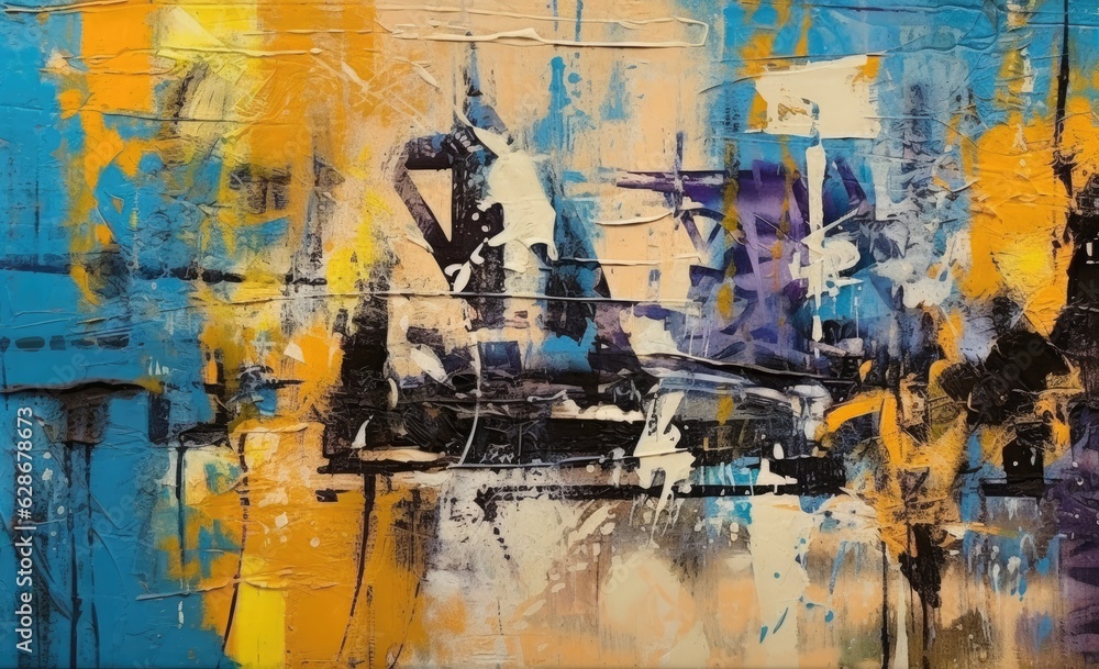Walls in the form of collage work in the style of spray paint art covered with graffiti of different colors and styles. Walls in the form of collage work in the style of spray paint art covered with graffiti of different colors and styles.
