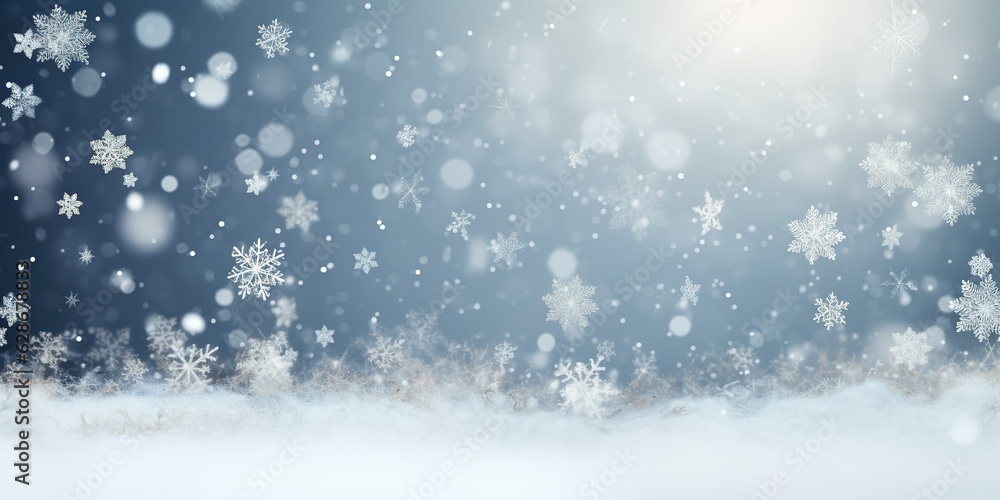Stock photography christmas banner, minimalist color trend of 2023, copy space, Snow generative AI