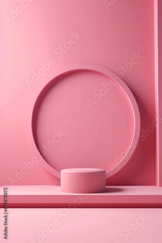 Generative AI   Beautiful versatile backdrop for product design and presentation with a pink wall and smooth floor