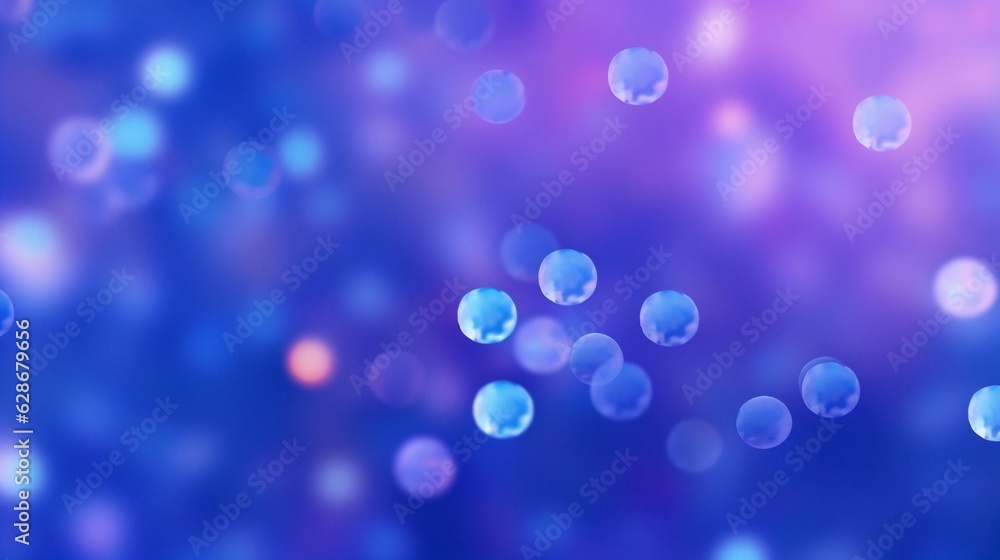 Generative AI : Abstract background blue and violet bokeh circles Dew drops glisten in the sun Generative AI : Abstract background blue and violet bokeh circles Dew drops glisten in the sun