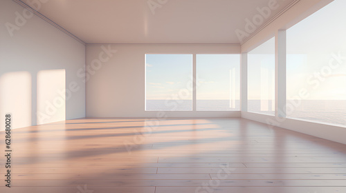 empty room with window  empty room  modern style  Generative AI