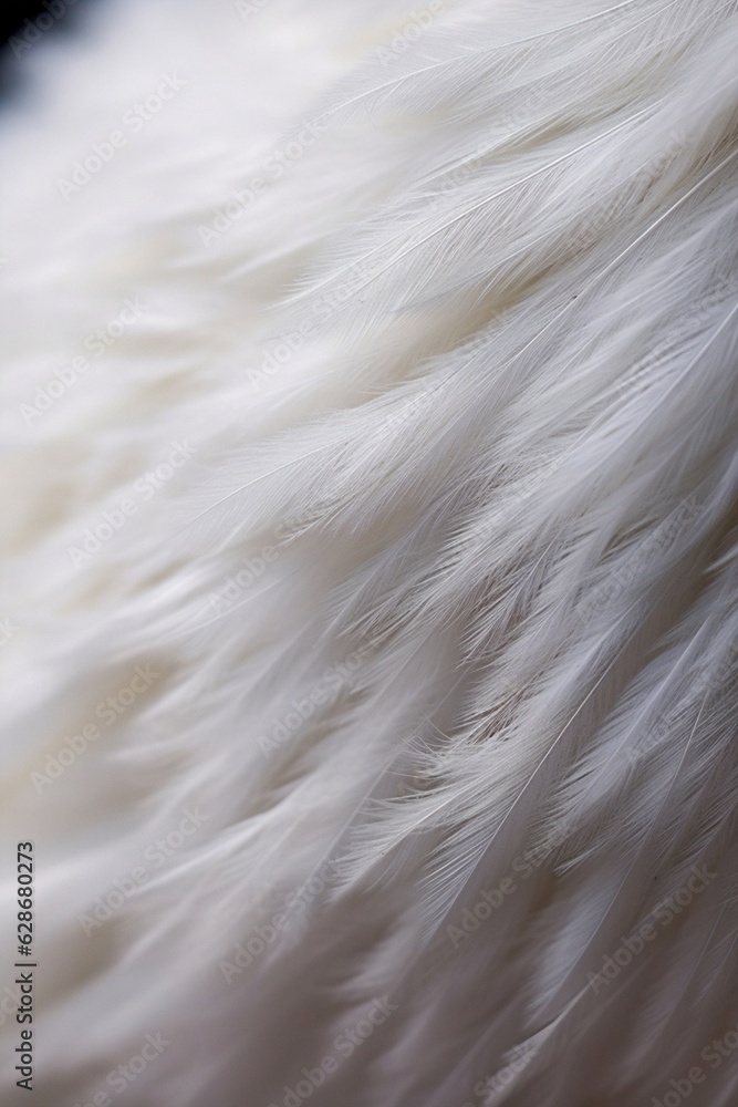 Generative AI : Beautiful texture of a birds feather in pearl and silvery macro colors Generative AI : Beautiful texture of a birds feather in pearl and silvery macro colors