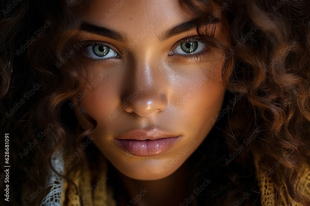 Close-up portrait of a girl with incredibly beautiful eyes. ai generation Close-up portrait of a girl with incredibly beautiful eyes. ai generation