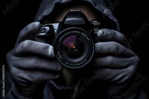 World photography day. Photo, its history and photographers. Technology, hobby and work. Creativity and beautiful picture made by photo camera. Equipment for paparazzi.