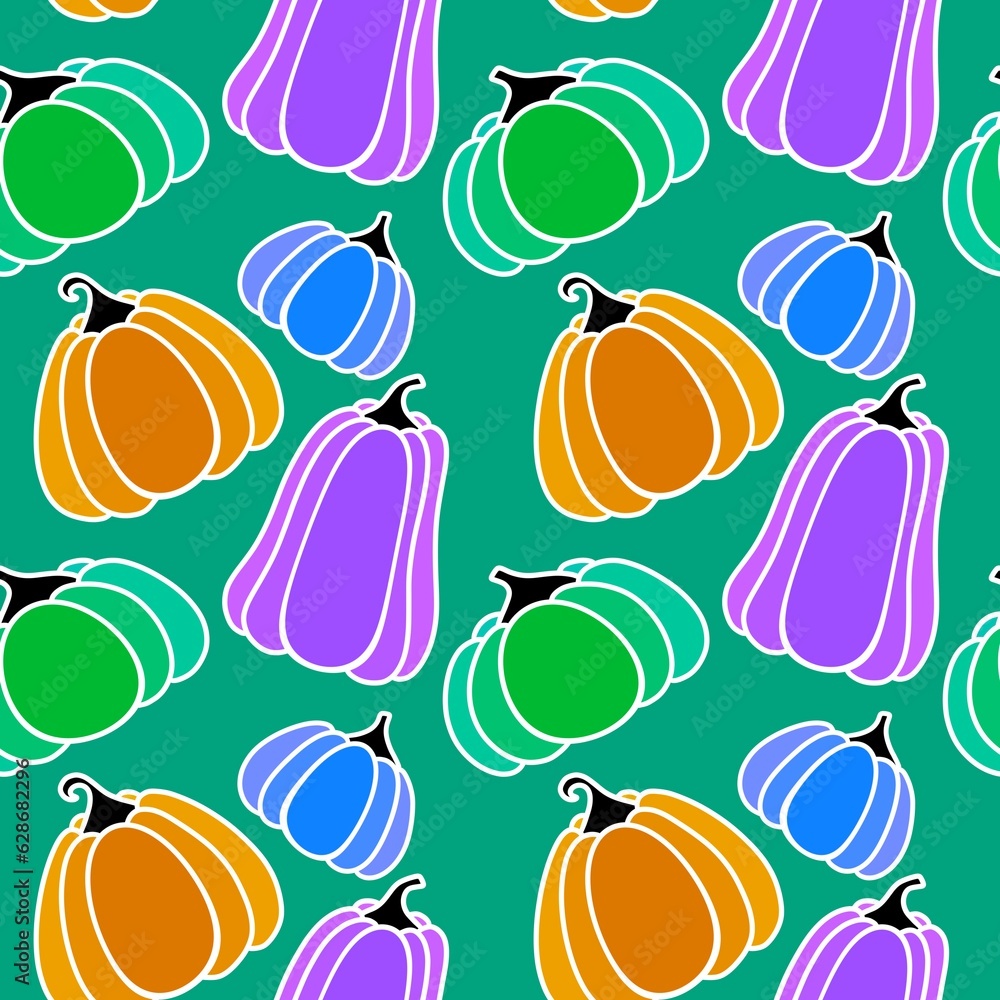 Autumn harvest seamless cartoon pumpkins Halloween pattern for wrapping paper and fabrics and linens Autumn harvest seamless cartoon pumpkins Halloween pattern for wrapping paper and fabrics and linens