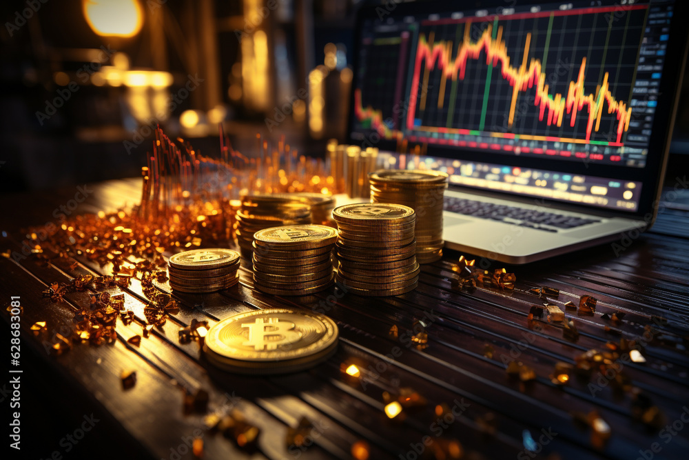 © Ирина Батюк - Cryptocurrency tokens. Digital market, electronic money. Bitcoin, Ripple, Litecoin, Zcash,Tether. Cryptocurrency digital active trading forex crypto analytics cyber graph.