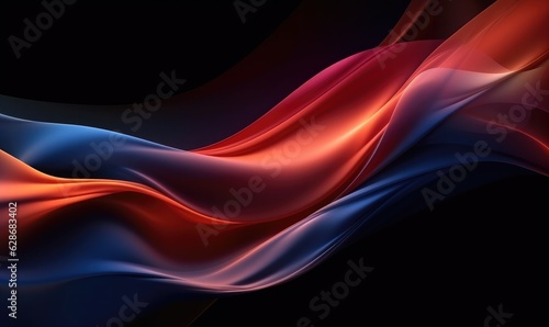 Digital, wave, oblique abstract background in rainbow style with dark colors on the background.