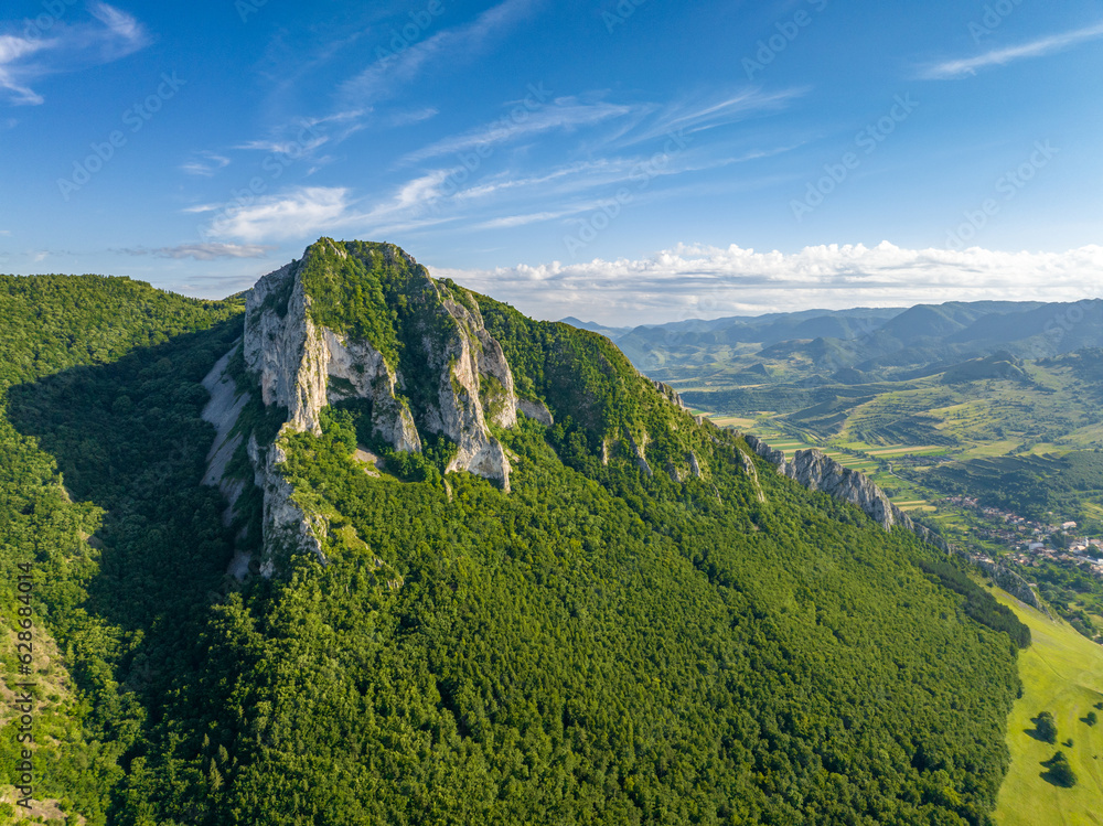 Romania - Torockó - The amazing Székelykő hills and rocks from drone view (Original romanian name is: Piatra Secuiului)